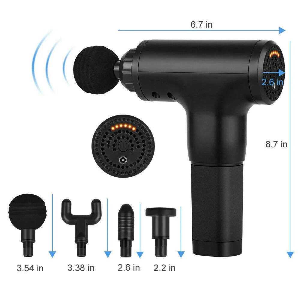 CoreForm™ Deep Tissue Massage Gun – 6-Speed Muscle Relief with 4 Heads