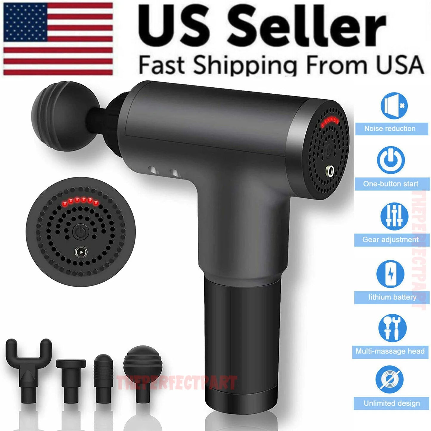 CoreForm™ Deep Tissue Massage Gun – 6-Speed Muscle Relief with 4 Heads