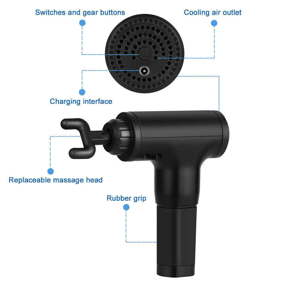 CoreForm™ Deep Tissue Massage Gun – 6-Speed Muscle Relief with 4 Heads