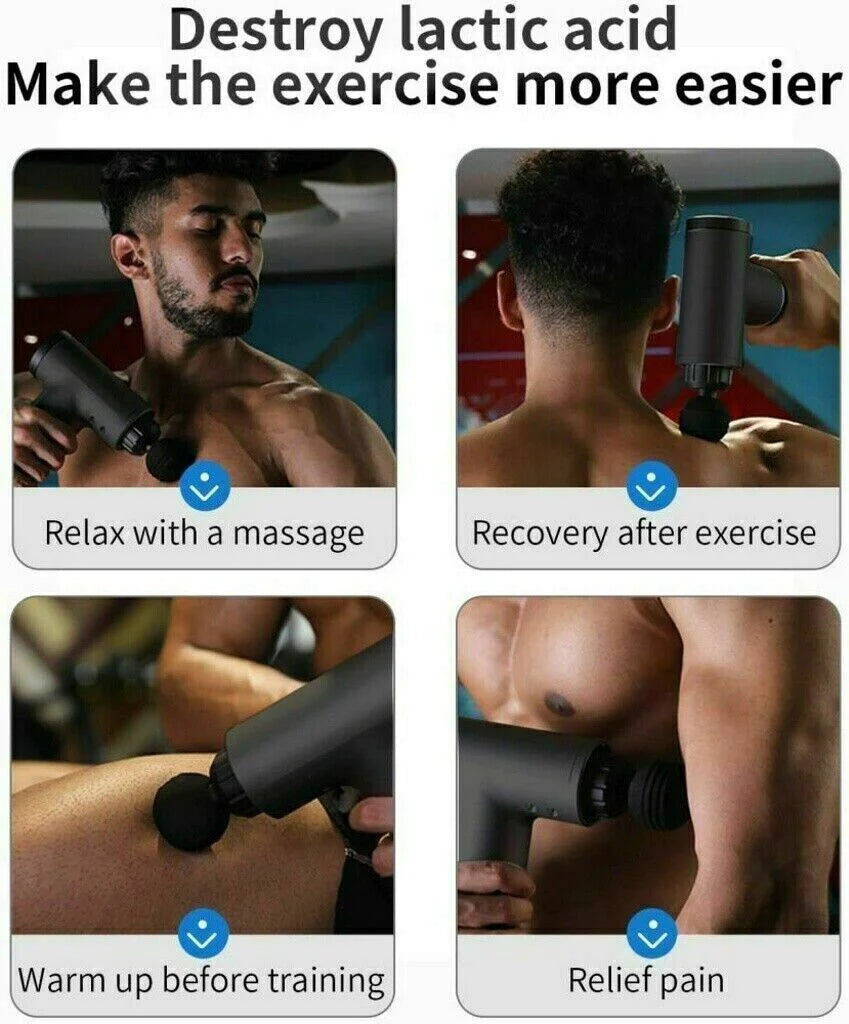 CoreForm™ Deep Tissue Massage Gun – 6-Speed Muscle Relief with 4 Heads