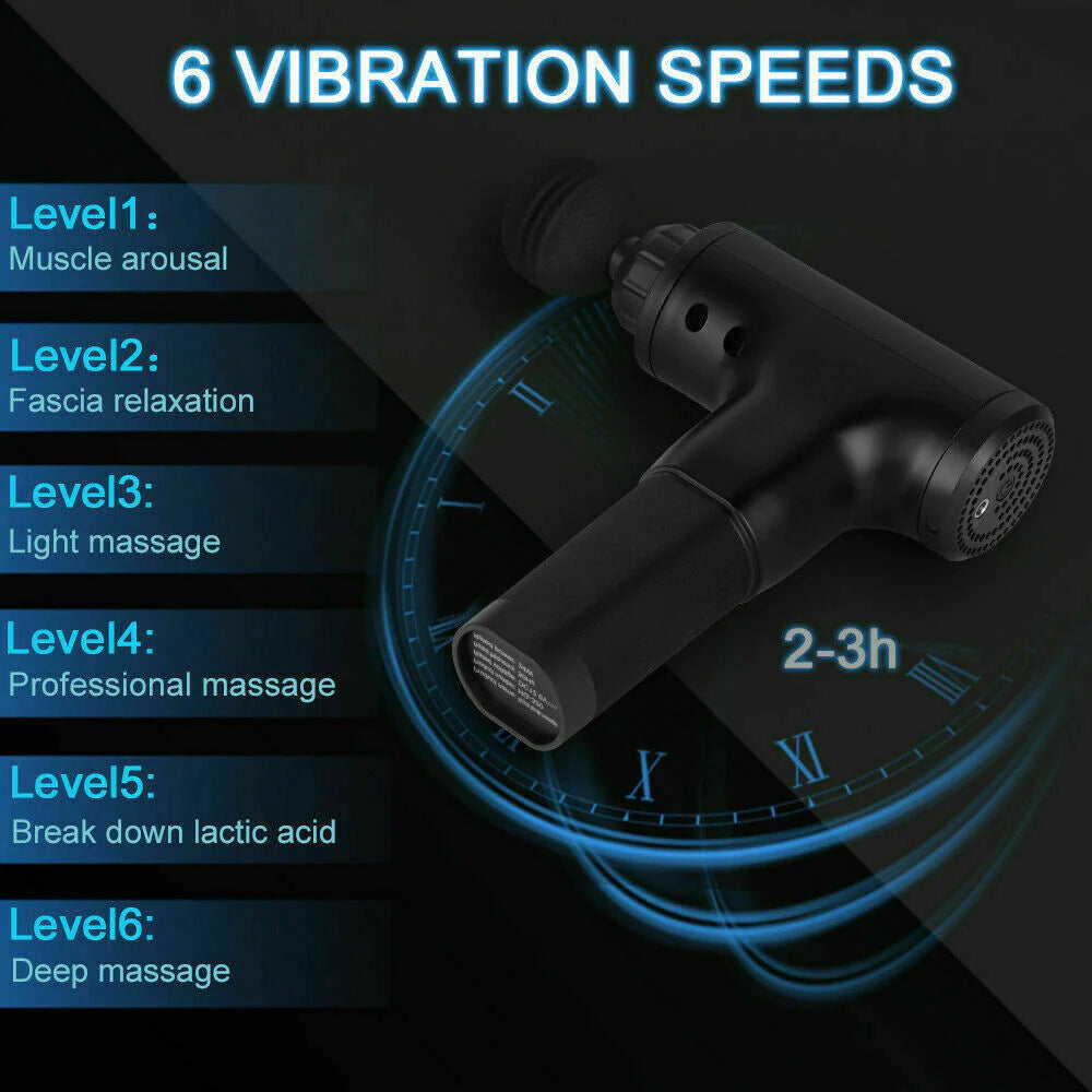 CoreForm™ Deep Tissue Massage Gun – 6-Speed Muscle Relief with 4 Heads
